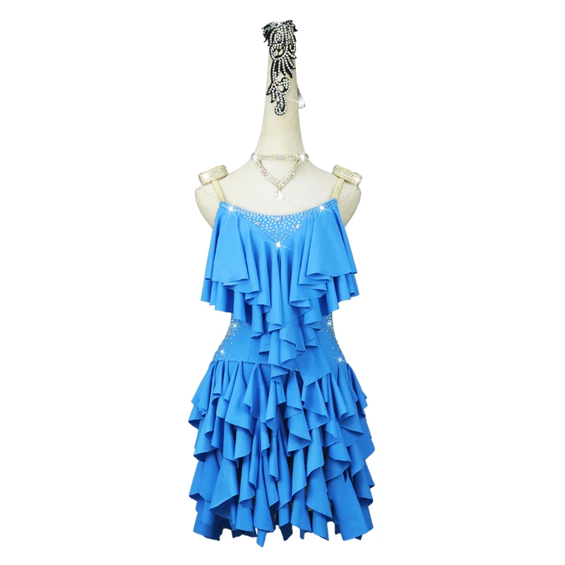 2022 New Latin Dance Dress Royal Blue competition performance dress flash diamond sexy tassel Dance Dress
2022 New Latin Dance Dress Royal Blue competition performance dress flash diamond sexy tassel Dance Dress