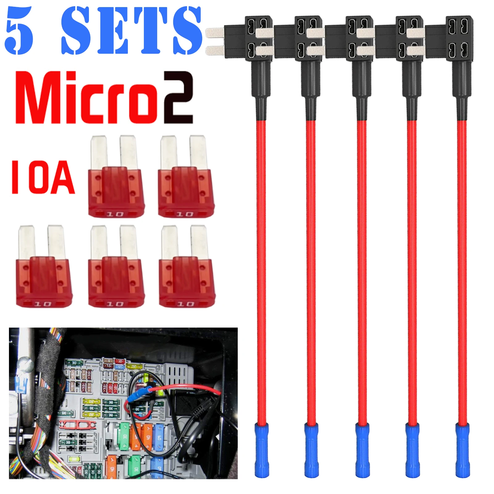 5 Pcs 12V 24V Car 16AWG Wire Fuse Holder Add-a-circuit Piggy Back TAP Adapter Kit with 10A Micro2 APT ATR Blade Fuse Holder Tool
5 Pcs 12V 24V Car 16AWG Wire Fuse Holder Add-a-circuit Piggy Back TAP Adapter Kit with 10A Micro2 APT ATR Blade Fuse Holder Tool