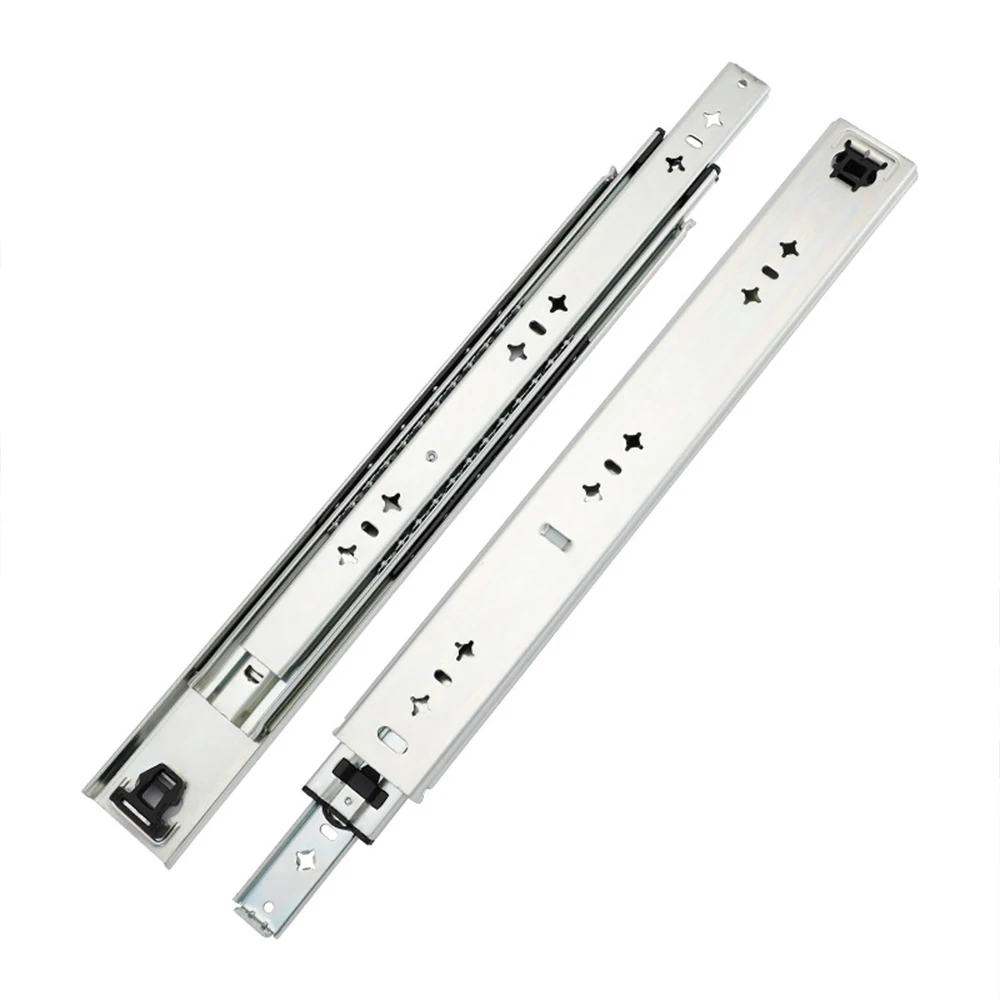 Drawer Runners Solid steel ball Ball Bearing 53 wide Three Fold Full Heavy With lock Extension Maximum load 220kg Solid ball
Drawer Runners Solid steel ball Ball Bearing 53 wide Three Fold Full Heavy With lock Extension Maximum load 220kg Solid ball