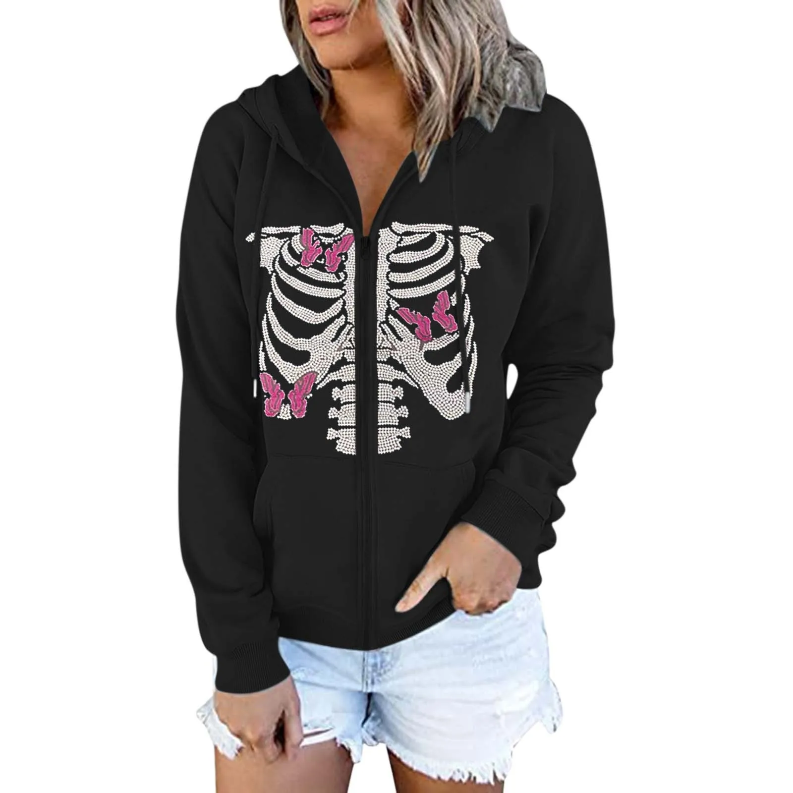 Womens Casual Long Sleeve Halloween Print Zipper Hooded Coat Sweatshirt Tops Women's Sweatshirts Zip up Womens Sweatshirt Tunic
Womens Casual Long Sleeve Halloween Print Zipper Hooded Coat Sweatshirt Tops Women's Sweatshirts Zip up Womens Sweatshirt Tunic