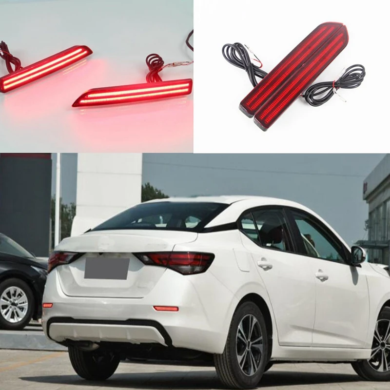 1Pair Car Flashing LED Rear Bumper Reflector Lights Turn Signal Brake Lamp Fog Lamp For Nissan Sentra Sylphy 2020 2021 
1Pair Car Flashing LED Rear Bumper Reflector Lights Turn Signal Brake Lamp Fog Lamp For Nissan Sentra Sylphy 2020 2021