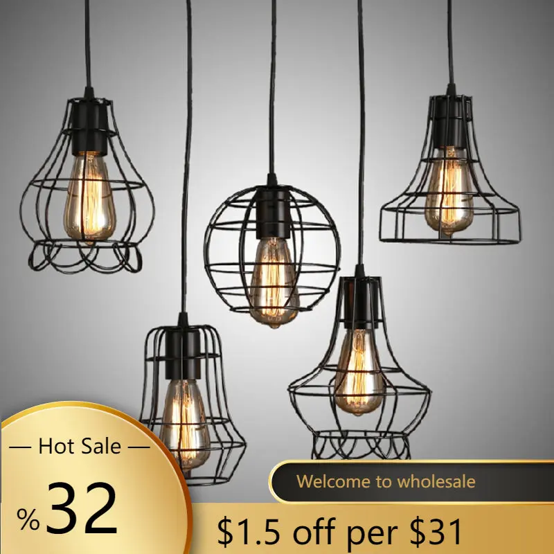 Black Industrial Iron Pendant Lamp Shade Light Bulb Cage Lighting Fixtures For Room Shop Home Decor Lighting Parts Accessories
Black Industrial Iron Pendant Lamp Shade Light Bulb Cage Lighting Fixtures For Room Shop Home Decor Lighting Parts Accessories