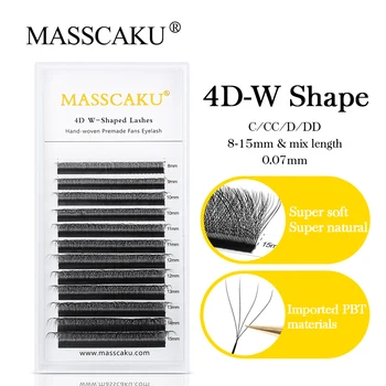 MASSCAKU Automatic Flowering 3DW Shape C/D Curl Premade Fans Eyelash Extension Soft Light Natural Lashes Makeup withFreeshipping