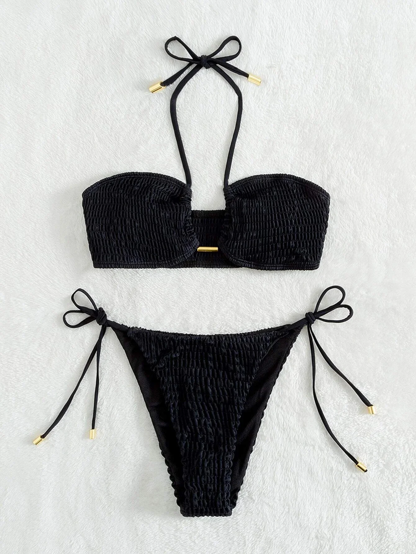 Two Piece Bikini Solid Metal Buckle Side Tie Texture Swimsuit 2022 Sexy Beach Women Swimwear Vintage Bathing Suit
Two Piece Bikini Solid Metal Buckle Side Tie Texture Swimsuit 2022 Sexy Beach Women Swimwear Vintage Bathing Suit