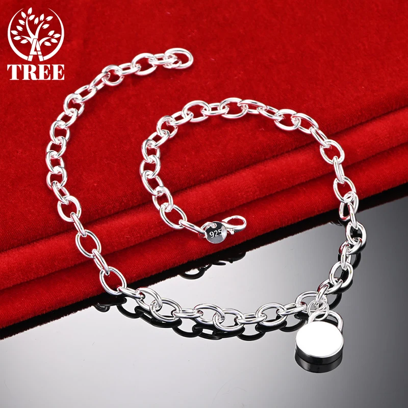 

ALITREE 925 Sterling Silver 45cm Circular Lock Pendant Chain Necklace For Women Banquet Party Wedding Cute Jewelry Birthday Gift