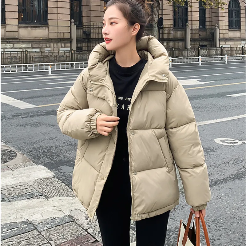 

#3219 Woman Winter Coats And Jackets Solid Color Warm Thick Hooded Parka Coats Short Coats Female Zipper Loose Outerwear