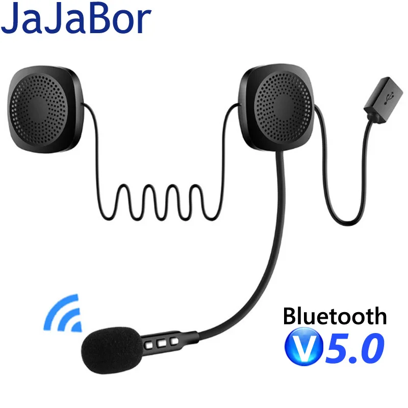 

JaJaBor Motorcycle Helmet Headset Bluetooth-compatible 5.0 Handsfree Stereo Music Play Auto Answer Wireless Waterproof Headphone
