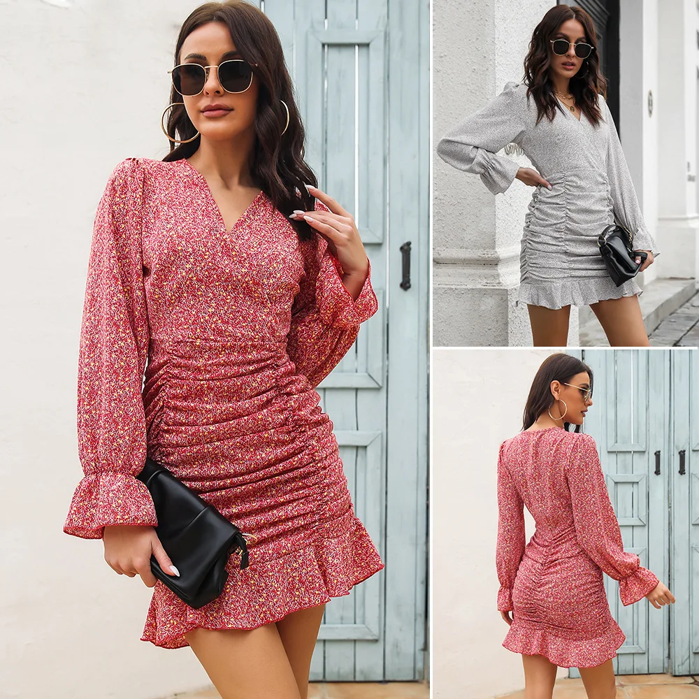 2022 New Autumn Summer Fashion Pleated Floral High Waist Short Irregular Casual Vestidos Dress for Women
2022 New Autumn Summer Fashion Pleated Floral High Waist Short Irregular Casual Vestidos Dress for Women