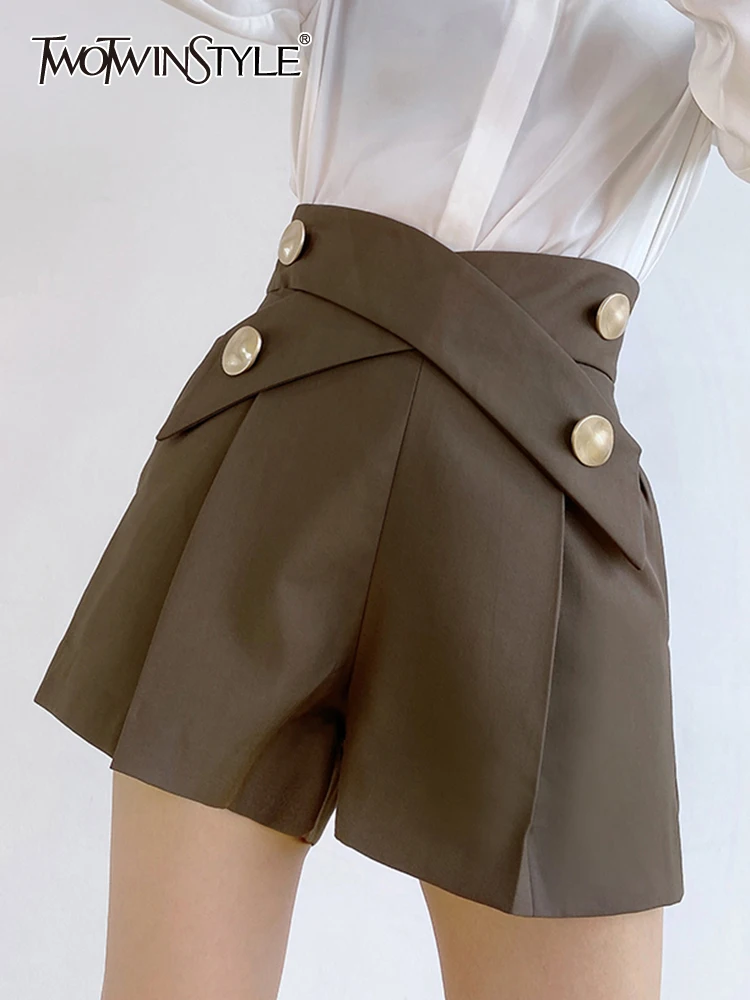 TWOTWINSTYLE Casual Solid Shorts For Women High Waist Loose Straight Short Pants Female Korean Fashion 2022 Summer Clothes Style
TWOTWINSTYLE Casual Solid Shorts For Women High Waist Loose Straight Short Pants Female Korean Fashion 2022 Summer Clothes Style