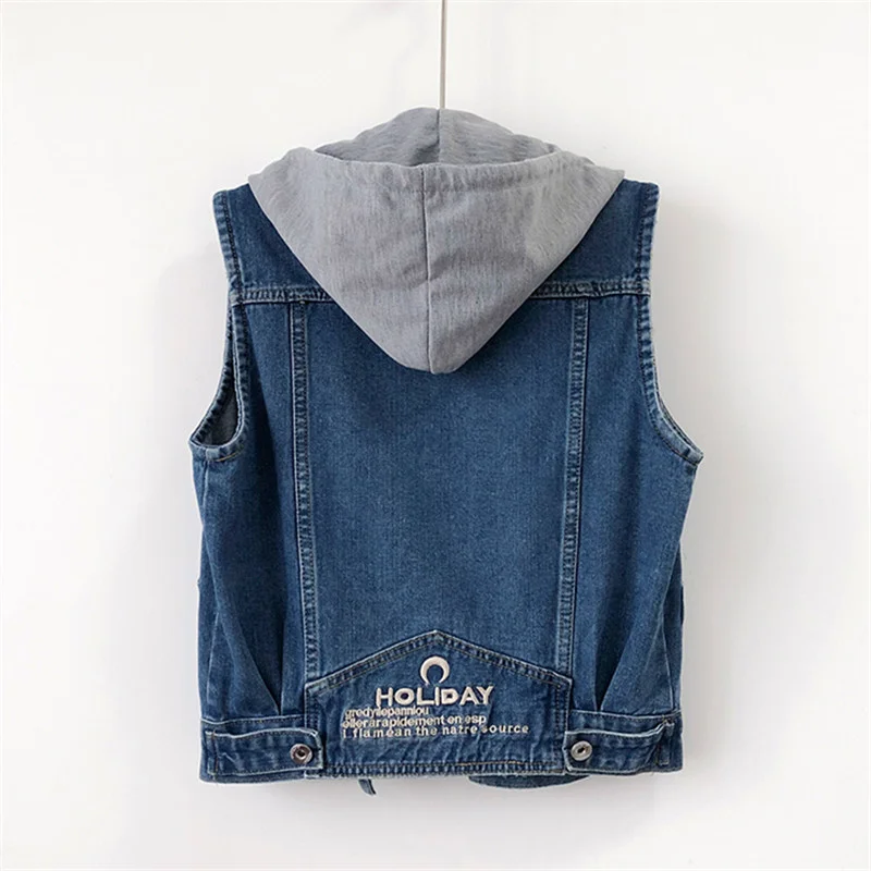 Blue Vintage Big Pocket Denim Women Waistcoat Spring Removable Hooded Cowboy Sleeveless Jacket Slim Short Jeans Vest Female
Blue Vintage Big Pocket Denim Women Waistcoat Spring Removable Hooded Cowboy Sleeveless Jacket Slim Short Jeans Vest Female