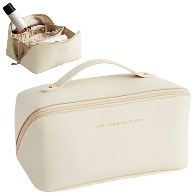 Large Capacity Travel Cosmetic Bag Flat Big Makeup Bag for Women Portable Waterproof PU Leather Skincare Bag with Hand
Large Capacity Travel Cosmetic Bag Flat Big Makeup Bag for Women Portable Waterproof PU Leather Skincare Bag with Hand