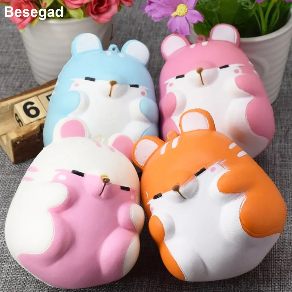

Besegad Big Cute Kawaii Soft Simulation Hamster Squishy Squishi Squeeze Slow Rising Toy for Anti Stress Anxiety Home Decoration