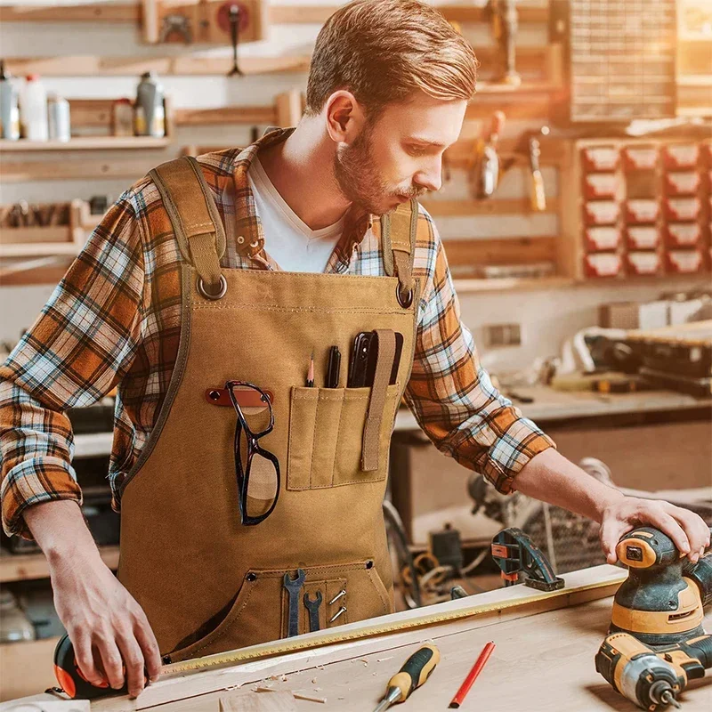 New Durable Work Apron with Tool Pockets Heavy Duty Unisex Canvas Goods Adjustable Cross-Back Straps For Woodworking Painting
New Durable Work Apron with Tool Pockets Heavy Duty Unisex Canvas Goods Adjustable Cross-Back Straps For Woodworking Painting