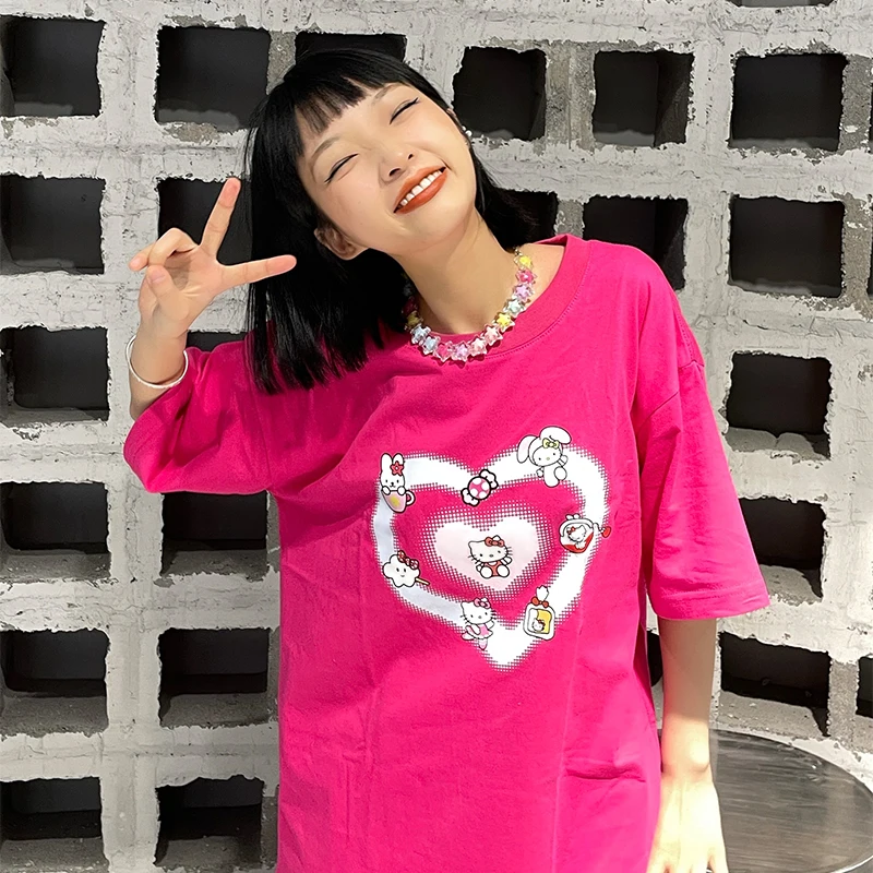 Kawaii Sanrioes Hello Kitty T-Shirt Sanrio Cartoon Cotton Tee Girl Leisure Print Casual Hip Hop Loose Top Couple Gift
Kawaii Sanrioes Hello Kitty T-Shirt Sanrio Cartoon Cotton Tee Girl Leisure Print Casual Hip Hop Loose Top Couple Gift