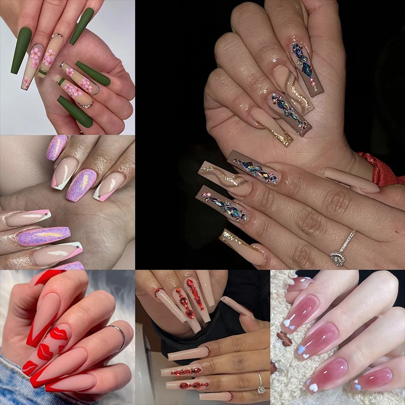 24pcs/Set Long Coffin Fake Nails Rhinestone French Ballerina False Nails Acrylic Beauty Fingernail Decal Full Nail Art Tips
24pcs/Set Long Coffin Fake Nails Rhinestone French Ballerina False Nails Acrylic Beauty Fingernail Decal Full Nail Art Tips