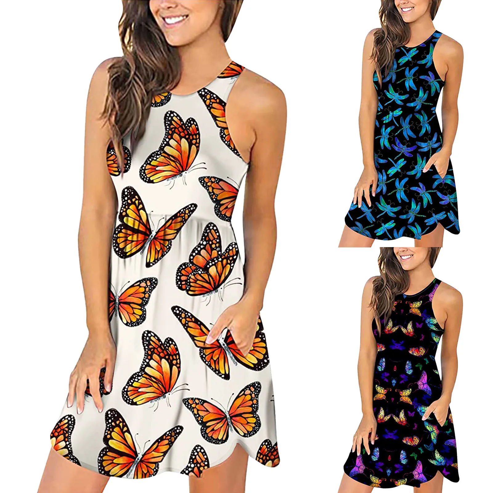 Women Casual Summer Printing Sleeveless Dress With Pockets O Neck Tank For Beach White Knee Length Dresses for Women Casual
Women Casual Summer Printing Sleeveless Dress With Pockets O Neck Tank For Beach White Knee Length Dresses for Women Casual
