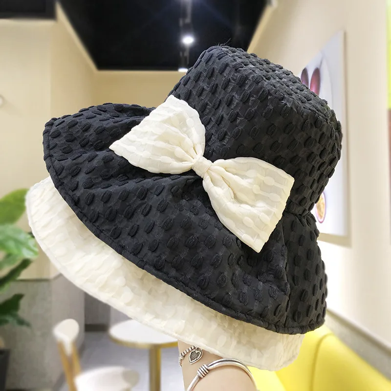 The New Bow Tie Efficient Sunshade, Sunscreen And UV Protection Bucket Hat Women Outdoor Travel Fashion Wild Big Along Cap 
The New Bow Tie Efficient Sunshade, Sunscreen And UV Protection Bucket Hat Women Outdoor Travel Fashion Wild Big Along Cap