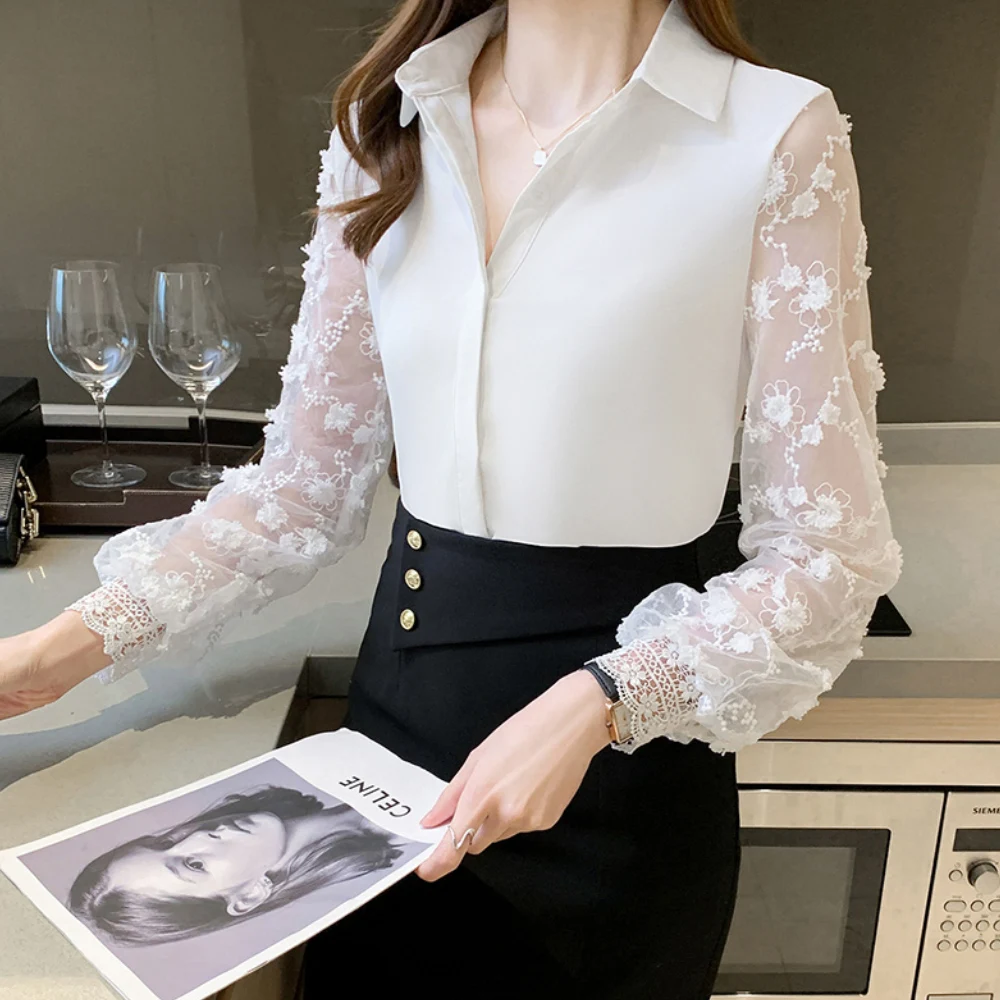 Summer Autumn Chiffon Shirts Women Elegant Mesh Long Sleeve Blouse Korean Style Solid Color Women Tops blusas mujer de moda 2022
Summer Autumn Chiffon Shirts Women Elegant Mesh Long Sleeve Blouse Korean Style Solid Color Women Tops blusas mujer de moda 2022