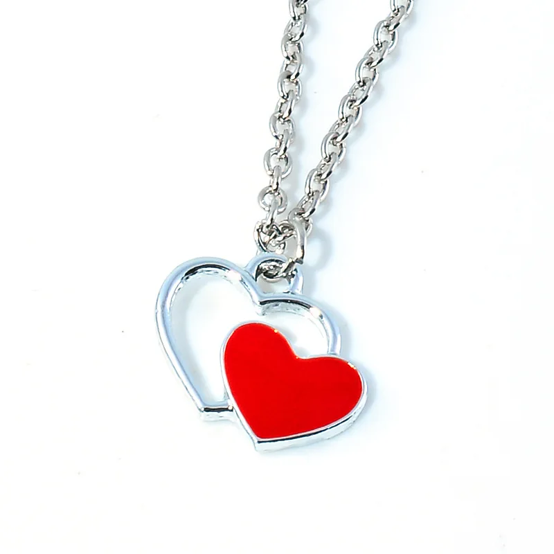 New Fashion Drop Nectarine Heart Necklace Hollow Double Heart Enamel Pendant Clavicle Chain for Women Girl
New Fashion Drop Nectarine Heart Necklace Hollow Double Heart Enamel Pendant Clavicle Chain for Women Girl