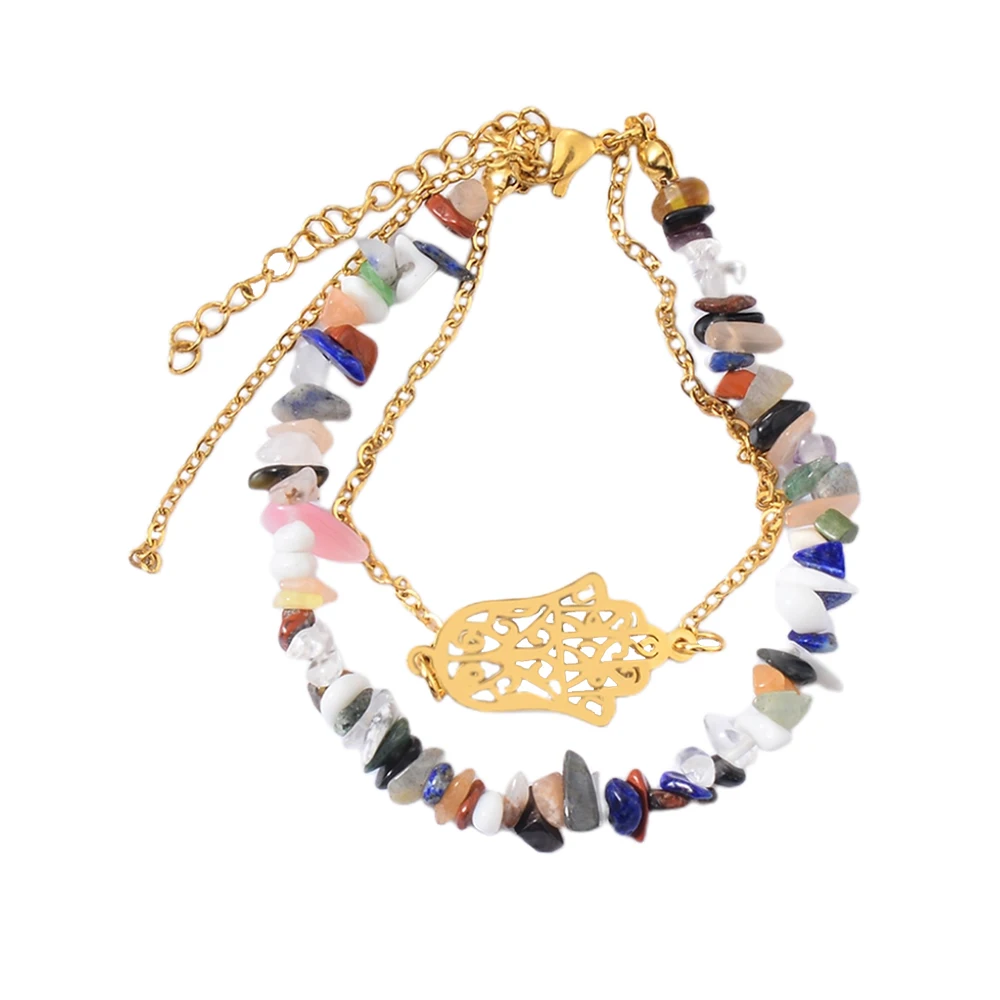 Colorful Stone Bracelet for Women Girl Layered Stainless Steel Chain Palm Leaf Pendant Fashion Jewelry
Colorful Stone Bracelet for Women Girl Layered Stainless Steel Chain Palm Leaf Pendant Fashion Jewelry