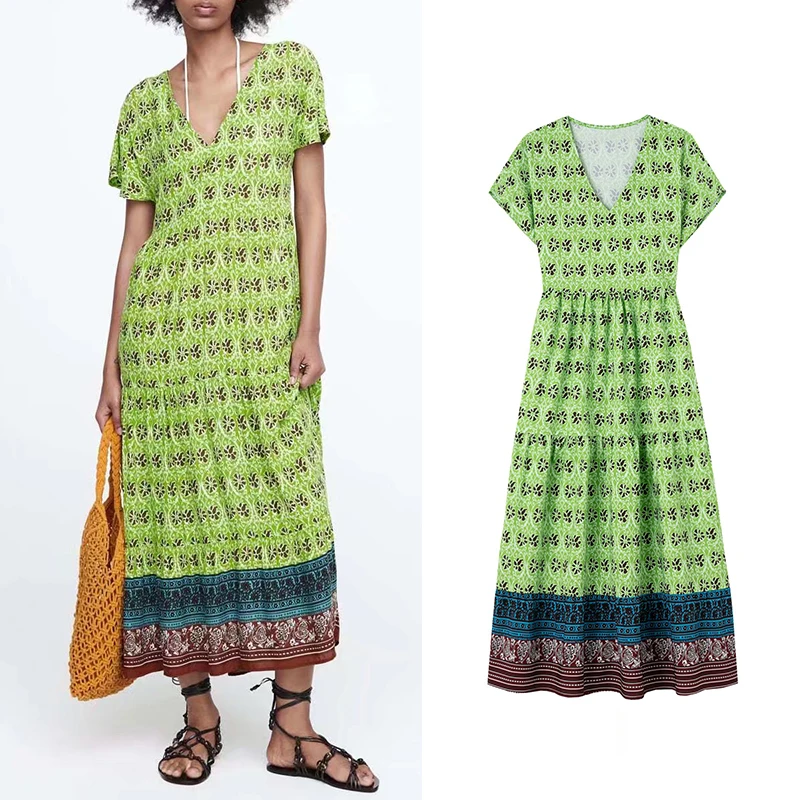 Summer 2022 Women Geometry Print Loose Dress V Neck Short Sleeve Female Casual Long Dress Vestidos LY7004
Summer 2022 Women Geometry Print Loose Dress V Neck Short Sleeve Female Casual Long Dress Vestidos LY7004