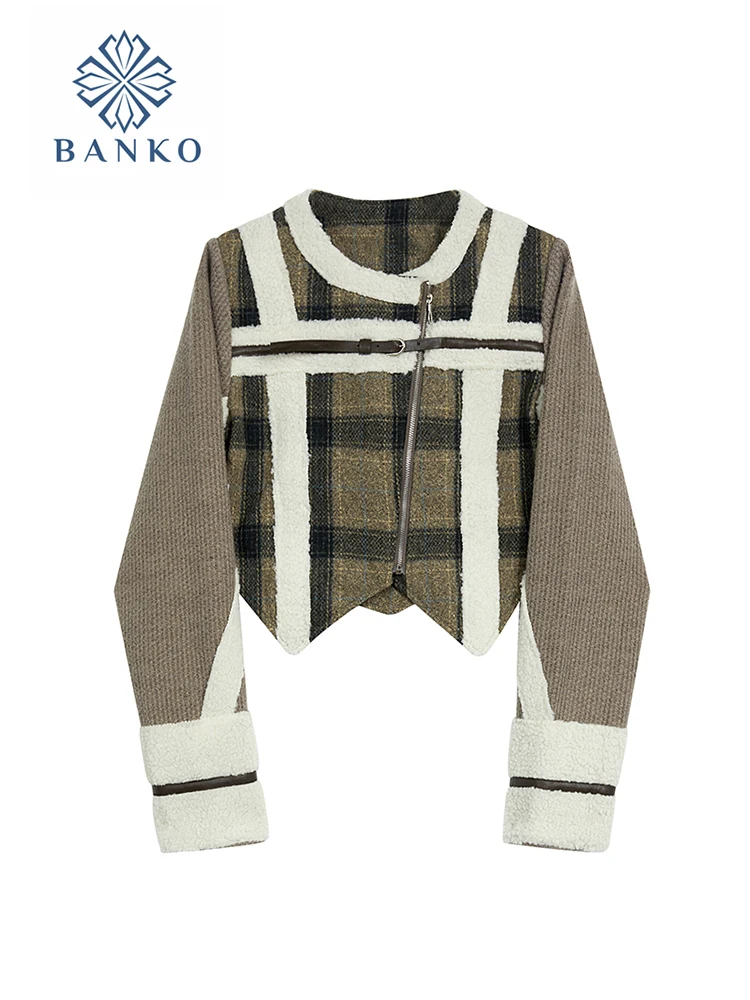 American Retro Plaid Leather Jacket O-Neck Long Sleeve Classical Coats Outerwear High Street Office Lady 2023 New Autumn Winter
American Retro Plaid Leather Jacket O-Neck Long Sleeve Classical Coats Outerwear High Street Office Lady 2023 New Autumn Winter