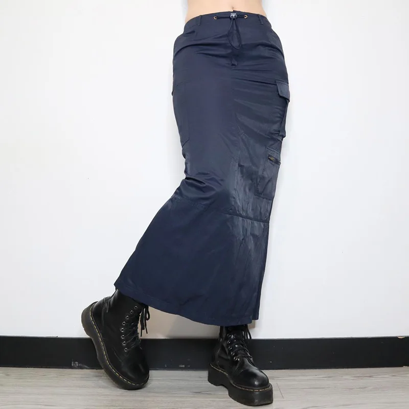 WeiYao Blue Drawstring Low Waist Casual Preppy Midi Skirts 2022 Womens Split Fashion Patchwork Pockets Streetwear Cargo Bottoms
WeiYao Blue Drawstring Low Waist Casual Preppy Midi Skirts 2022 Womens Split Fashion Patchwork Pockets Streetwear Cargo Bottoms