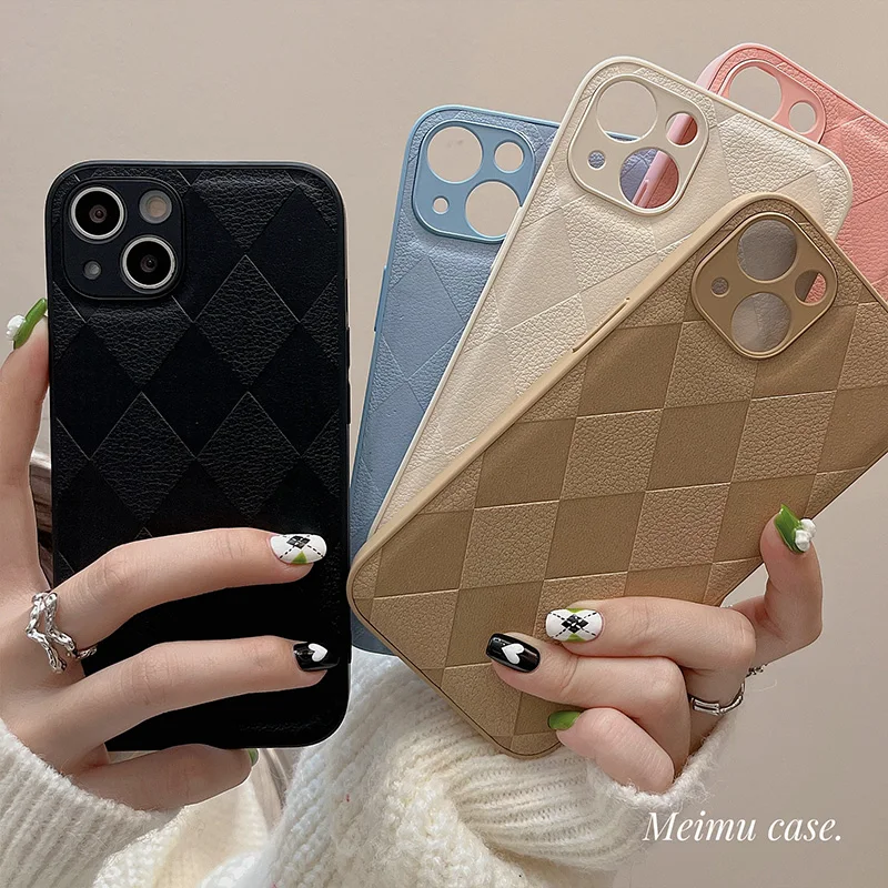 Luxury Shockproof Grid Pattern Leather Soft Silicone Frame Case for iPhone 13 12 11 Pro MAX Mini X XR XS 7 8 Plus Back Cover
Luxury Shockproof Grid Pattern Leather Soft Silicone Frame Case for iPhone 13 12 11 Pro MAX Mini X XR XS 7 8 Plus Back Cover
