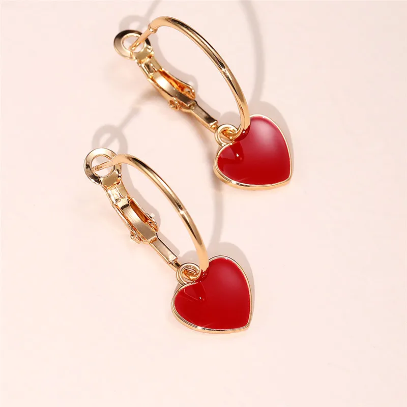 Simple Stylish Red Heart Dangle Earrings Korean Fashion Female Ear Accessories Gold Color Love Earrings Gift Hot Jewelry
Simple Stylish Red Heart Dangle Earrings Korean Fashion Female Ear Accessories Gold Color Love Earrings Gift Hot Jewelry