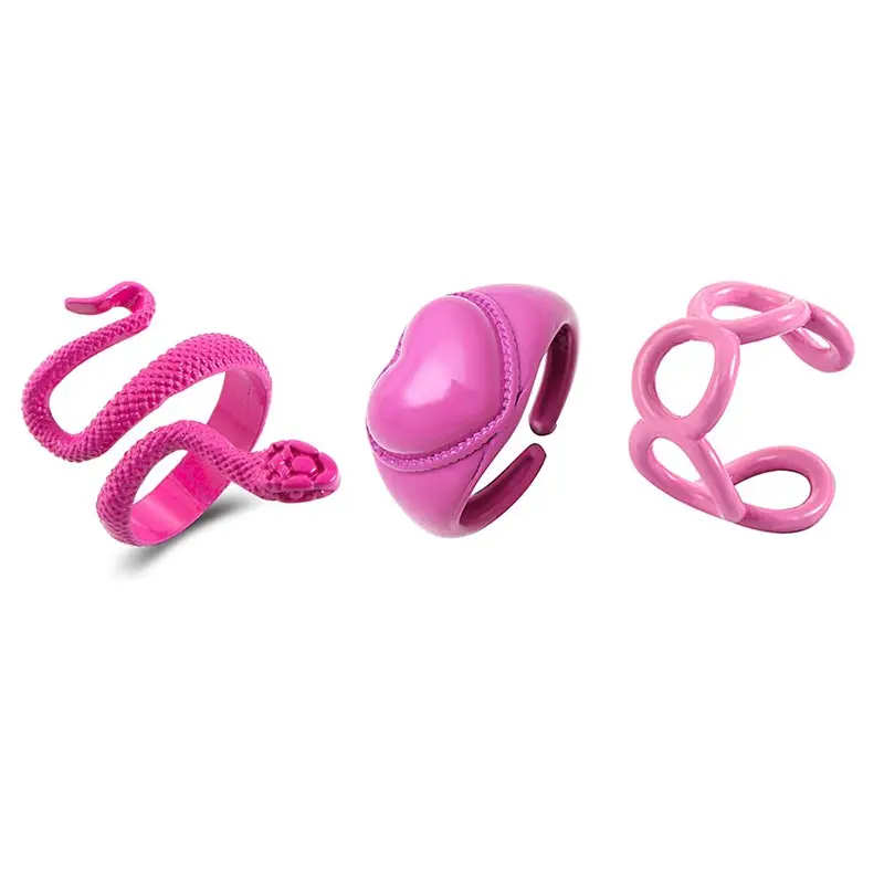 3pcs/set Pink Snake Rings Set for Women Bohemian Fashion Heart Chain Open Ring Party Jewelry Accessories Gifts Dropshipping
3pcs/set Pink Snake Rings Set for Women Bohemian Fashion Heart Chain Open Ring Party Jewelry Accessories Gifts Dropshipping