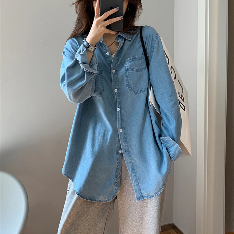 Tencel Denim Shirt For Women Spring Autumn Chic Soft Long Sleeve Single Breasted Shirt Jacket Lady Casual Blouse Top
Tencel Denim Shirt For Women Spring Autumn Chic Soft Long Sleeve Single Breasted Shirt Jacket Lady Casual Blouse Top