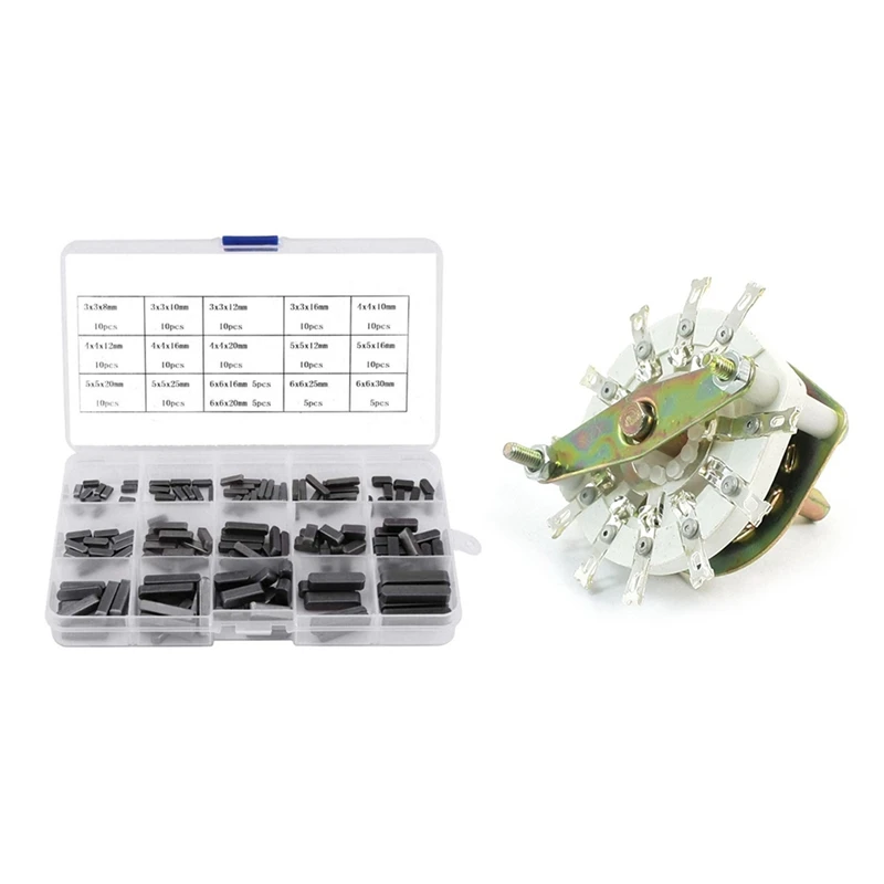 140Pcs Round Ended Feather Key Parallel Drive Shaft Keys Set & 1 Pcs 11 Pins Band Channel Rotary Switch
140Pcs Round Ended Feather Key Parallel Drive Shaft Keys Set & 1 Pcs 11 Pins Band Channel Rotary Switch