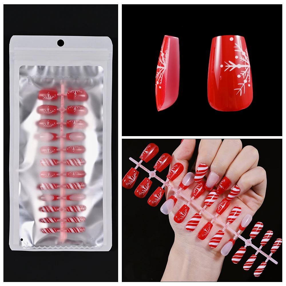 120Pcs/bag Christmas Snowflake False Nails Manicure Acrylic Artificial Full Cover Nail Tips Press On Nails Xmas Red Fake Nails
120Pcs/bag Christmas Snowflake False Nails Manicure Acrylic Artificial Full Cover Nail Tips Press On Nails Xmas Red Fake Nails