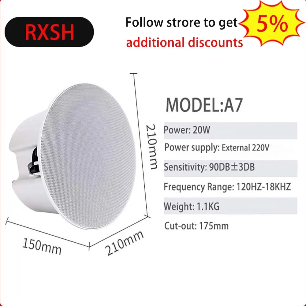 6.5" 20W Wireless Flush Mount In-Ceiling Speaker Home Theater System for Indoor Outdoor Kitchen Bedroom Bathroom Covered Porches
6.5" 20W Wireless Flush Mount In-Ceiling Speaker Home Theater System for Indoor Outdoor Kitchen Bedroom Bathroom Covered Porches