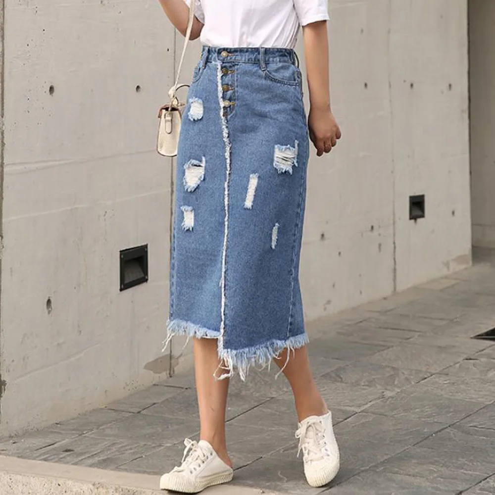 Summer 2021 Women Denim Maxi Skirts High Waist Plus Size Long Jean Skirt 4xl 5xl 6xl 7XL Irregular Ripped Hole Jupes Femininas
Summer 2021 Women Denim Maxi Skirts High Waist Plus Size Long Jean Skirt 4xl 5xl 6xl 7XL Irregular Ripped Hole Jupes Femininas