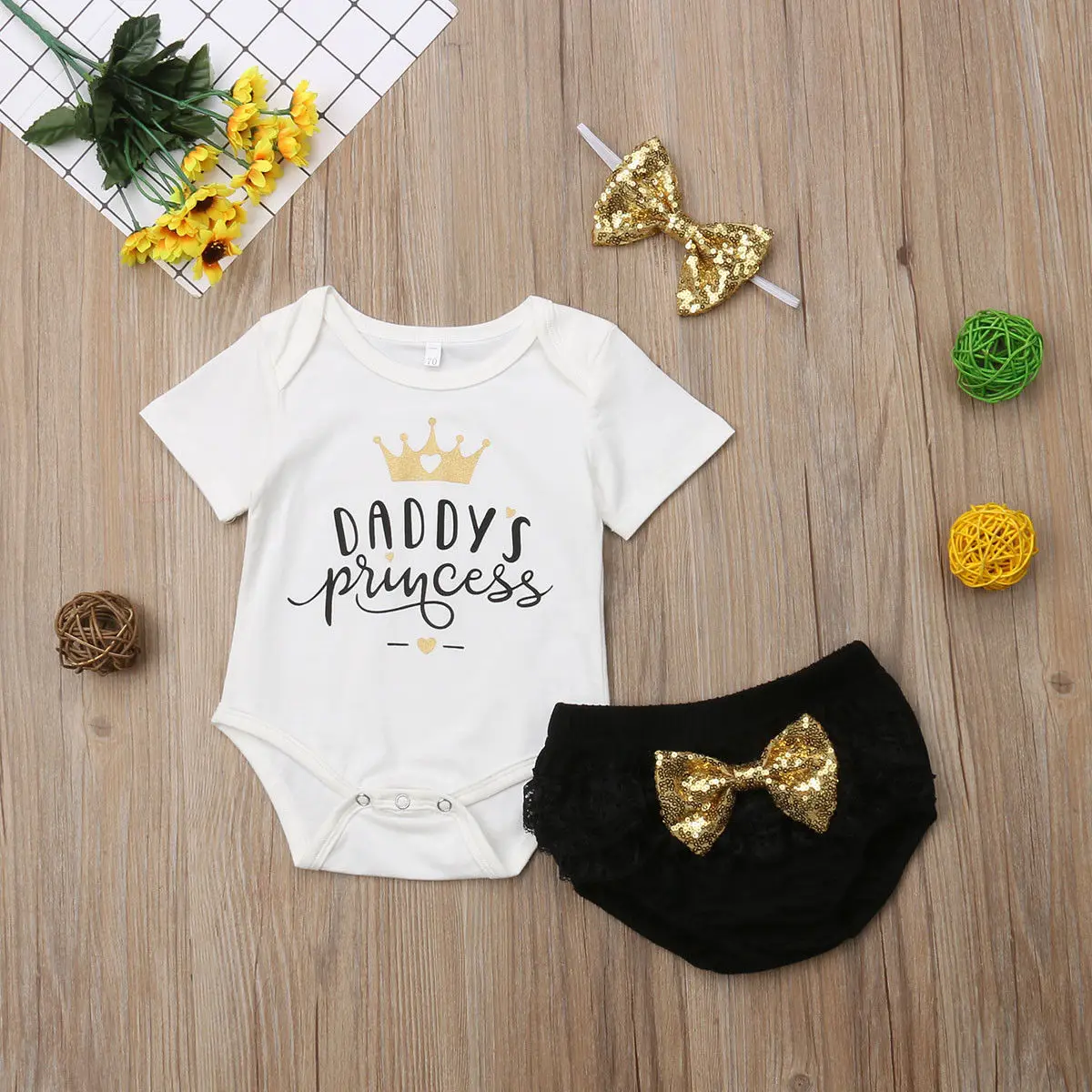 Baby Girl Clothes Set Letter Print Bodysuit Romper Black Shorts Bow Briefs Headband 0-18M Newborn Infant Toddler Summer Outfits
Baby Girl Clothes Set Letter Print Bodysuit Romper Black Shorts Bow Briefs Headband 0-18M Newborn Infant Toddler Summer Outfits