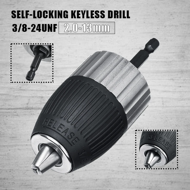1.5-13mm Clamping Range 3/8-24UNF Self-locking Keyless Electric Drill Chuck Driver Tool Keyless Adapter Impact Hex Shank
1.5-13mm Clamping Range 3/8-24UNF Self-locking Keyless Electric Drill Chuck Driver Tool Keyless Adapter Impact Hex Shank