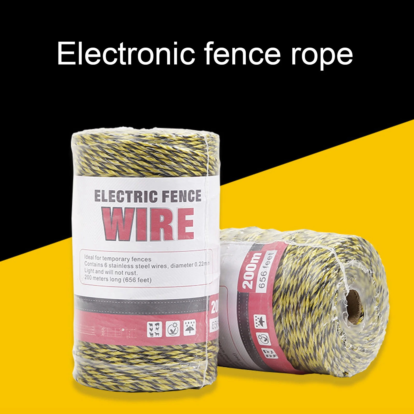 200m Roll Portable Electric Fence Poly Wire Rope Livestock Rope Livestock Breeding Fence Farm Garden Animal Fencing Tools
200m Roll Portable Electric Fence Poly Wire Rope Livestock Rope Livestock Breeding Fence Farm Garden Animal Fencing Tools