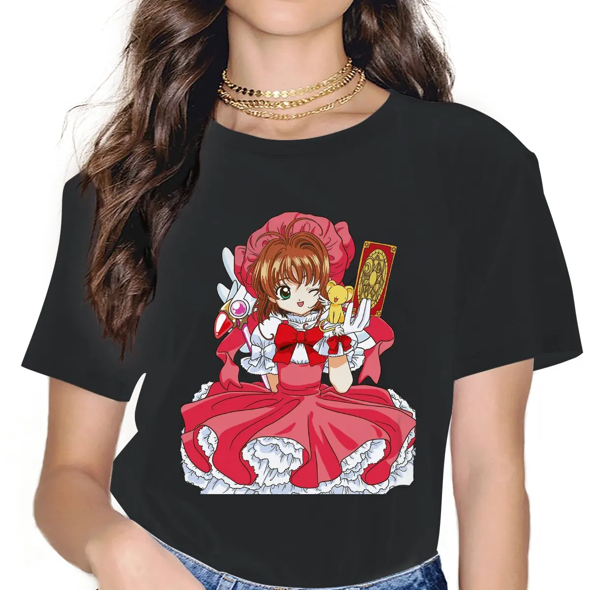 Japanese Magic Anime Women Clothes Cardcaptor Sakura Oversized T-shirt Goth Vintage Female Top 
Japanese Magic Anime Women Clothes Cardcaptor Sakura Oversized T-shirt Goth Vintage Female Top