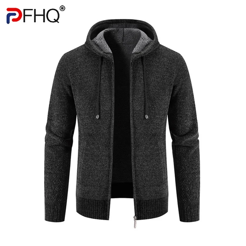 Мужской однотонный кардиган с капюшоном, на осень/зиму 
Мужской однотонный кардиган с капюшоном, на осень/зиму