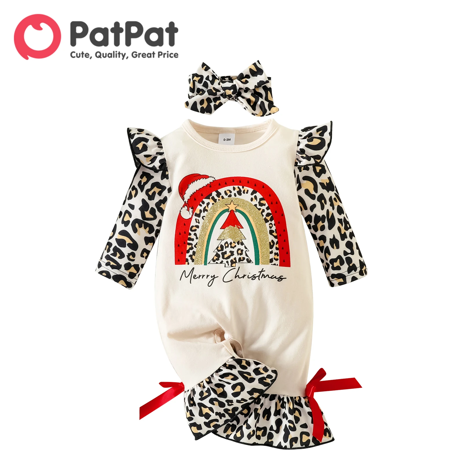 PatPat Christmas 2pcs Baby Girl 95% Cotton Ruffle Spliced Xmas Tree & Rainbow Print Jumpsuit with Headband Set
PatPat Christmas 2pcs Baby Girl 95% Cotton Ruffle Spliced Xmas Tree & Rainbow Print Jumpsuit with Headband Set
