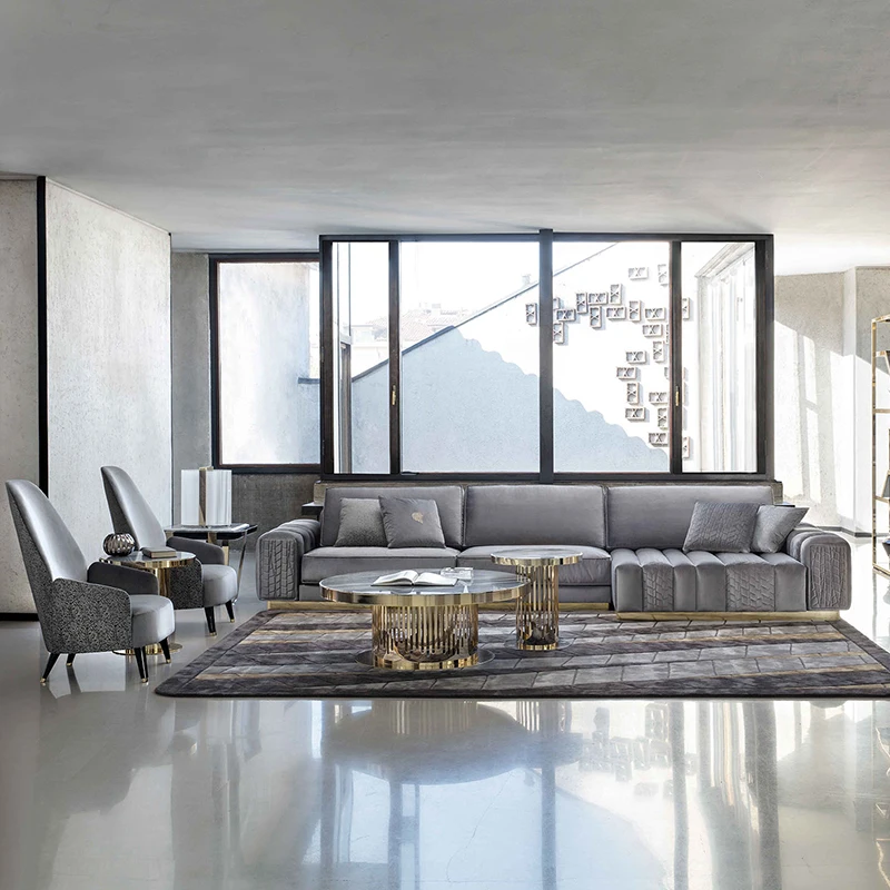 Italian minimalist leather sofa combination living room large family designer high-end Hong Kong Style Light luxury corner light
Italian minimalist leather sofa combination living room large family designer high-end Hong Kong Style Light luxury corner light