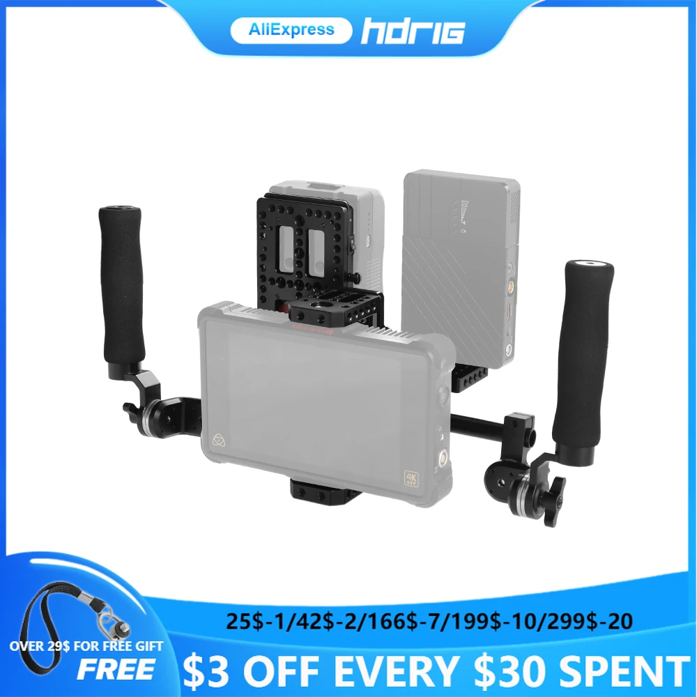 HDRIG 5" 7" MonitorsOn-camera Monitor Cage Rig With V Lock Mount Power Splitter Dual Rosette Handgrip Kit
HDRIG 5" 7" MonitorsOn-camera Monitor Cage Rig With V Lock Mount Power Splitter Dual Rosette Handgrip Kit