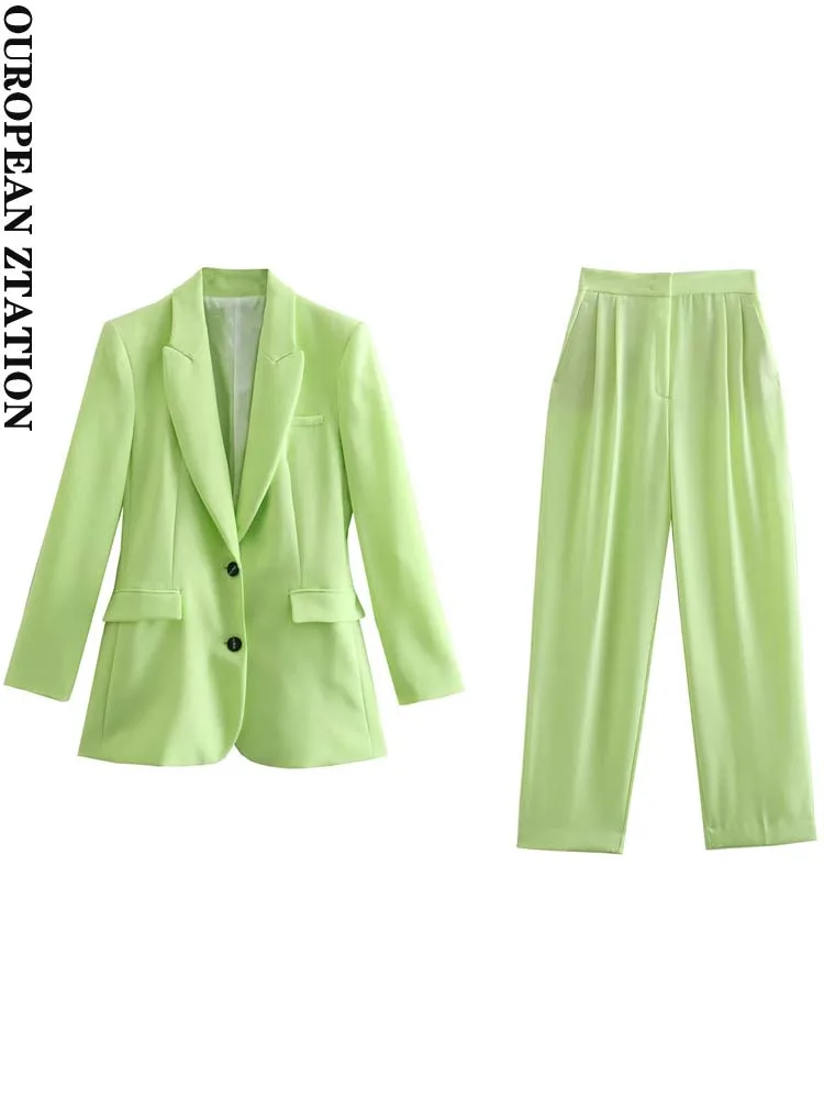 PAILETE Women 2022fashion with shoulder pads single-breasted blazer coat or with darts high-waist trousers two pieces sets mujer
PAILETE Women 2022fashion with shoulder pads single-breasted blazer coat or with darts high-waist trousers two pieces sets mujer