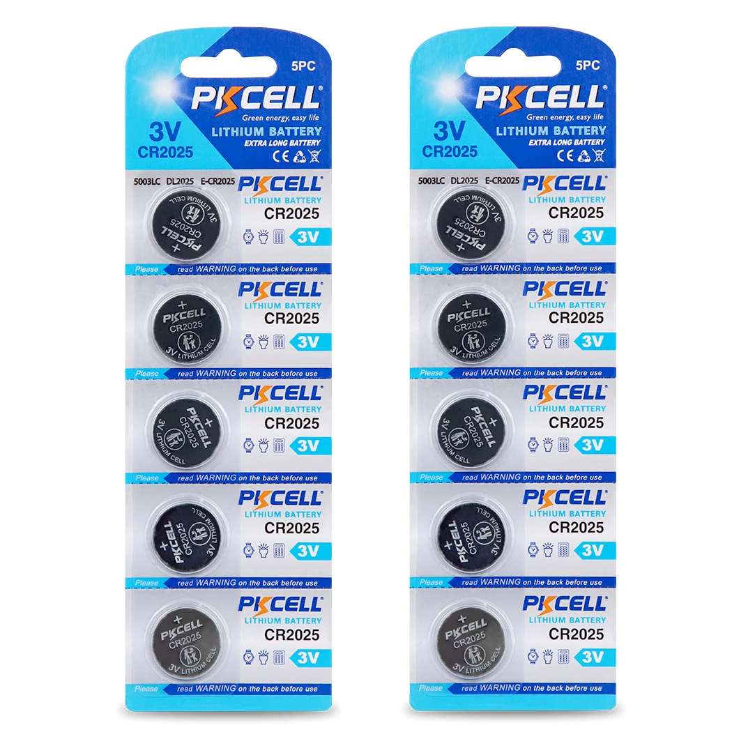 10Pcs/2Card PKCELL Battery 3V CR 2025 Lithium Battery ECR2025 DL2025 BR2025 KL2025 L2025 2025 Button Coin Cell Batteries
10Pcs/2Card PKCELL Battery 3V CR 2025 Lithium Battery ECR2025 DL2025 BR2025 KL2025 L2025 2025 Button Coin Cell Batteries
