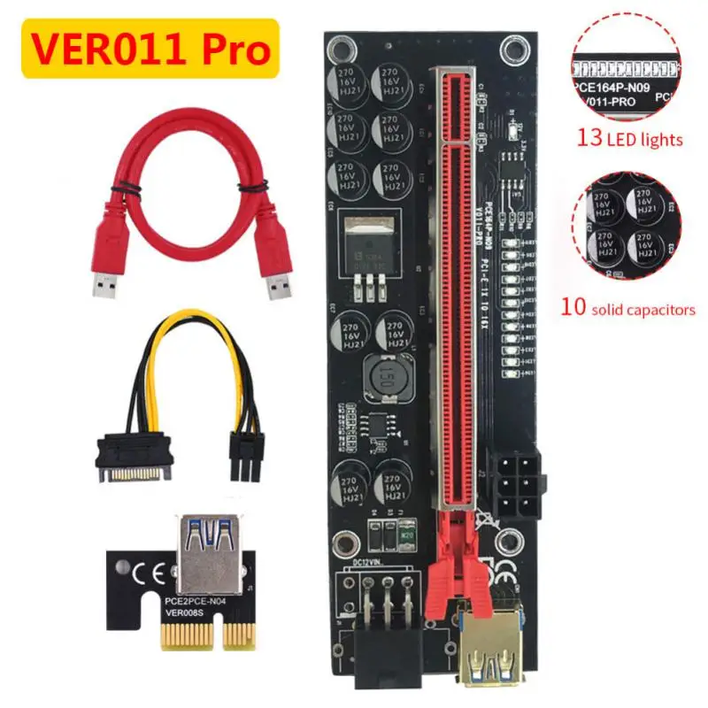10 конденсаторов, плата расширения, 13 светодиодных лампочек, Usb 3,0, Pcie, Райзер, высокое качество, модернизация, Pci-e, удлинитель Gpu, стабильный черный
10 конденсаторов, плата расширения, 13 светодиодных лампочек, Usb 3,0, Pcie, Райзер, высокое качество, модернизация, Pci-e, удлинитель Gpu, стабильный черный