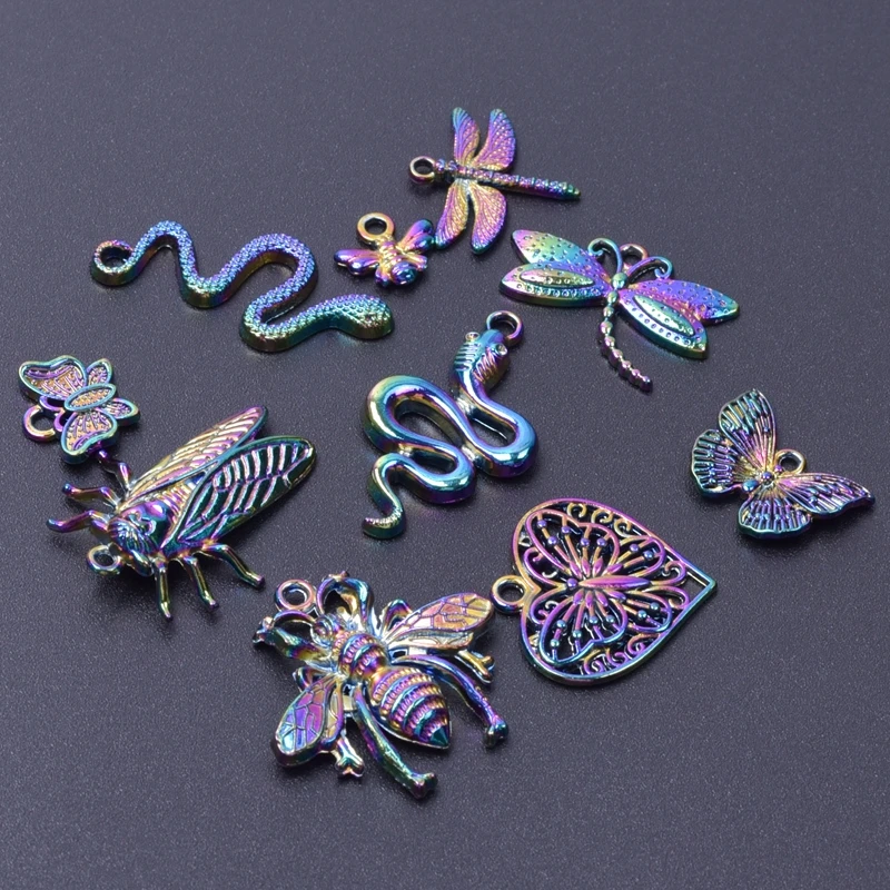 10pcs/Set Animal Wings Heart Cutout Butterfly Bee Cricket Dragonfly Snake Cicada Rainbow Color Charms Insect Pendant For Jewelry
10pcs/Set Animal Wings Heart Cutout Butterfly Bee Cricket Dragonfly Snake Cicada Rainbow Color Charms Insect Pendant For Jewelry