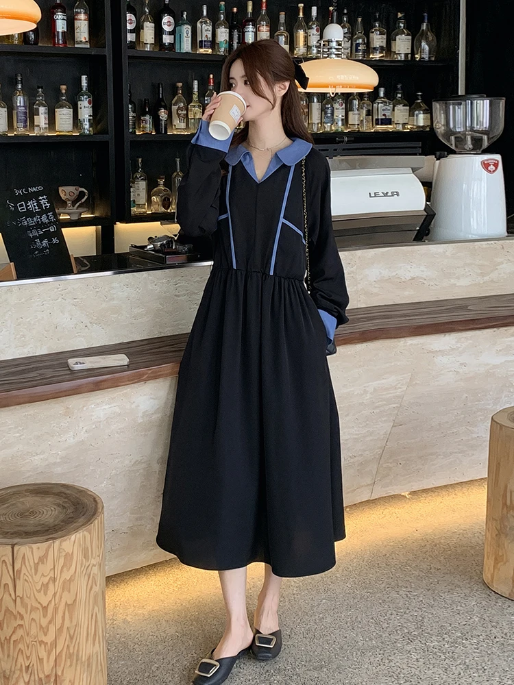 Long Sleeve Lapel Contrast Color A-line Black Dress for Women 2023 Autumn Elegant Vintage Slim Casual French Maxi Dresses 5163
Long Sleeve Lapel Contrast Color A-line Black Dress for Women 2023 Autumn Elegant Vintage Slim Casual French Maxi Dresses 5163