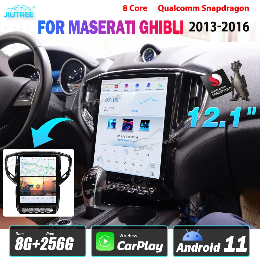Qualcomm Android 11 для Maserati GHIBLI 2013 2014-2016 автомобильный радиоприемник 8 + 256G магнитофон