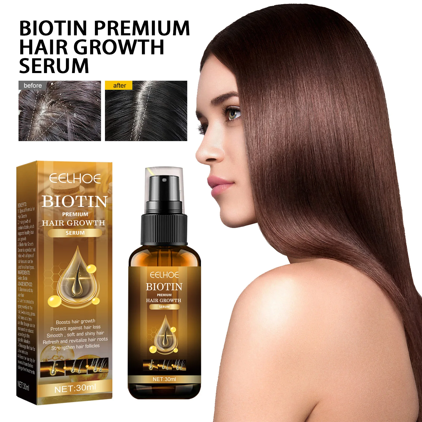 Biotin Hair Growth Spray Repairs Hair, Nourishes Hair, Strengthens Hair, and Prevents Hair Loss Root Spray Shampoo Hair Care
Biotin Hair Growth Spray Repairs Hair, Nourishes Hair, Strengthens Hair, and Prevents Hair Loss Root Spray Shampoo Hair Care